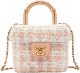 Chanel Pre-owned Vintage Tweed Satchel - Dames - Vintage Mini Tas - Beige - ONE Size - Tweed - Vintage