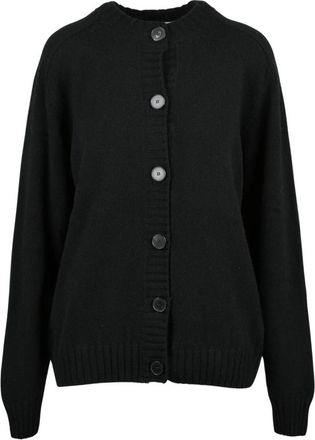 Amaranto Crew-neck Cardigan - Dames - Vesten - Zwart - XL - Wol - Truien & Vesten