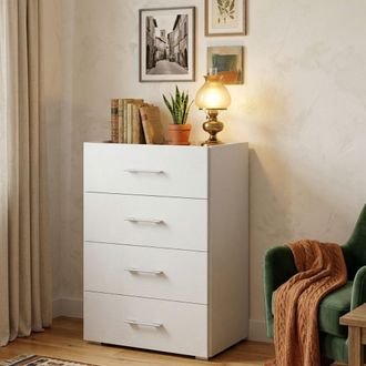 Dmora Cajones Dacet, Cajonera Con 4 Cajones Para Dormitorio, Mueble Multiusos Para Oficina O Estudio, 50x41h87 Cm, Blanco Y Cemento - Dmora