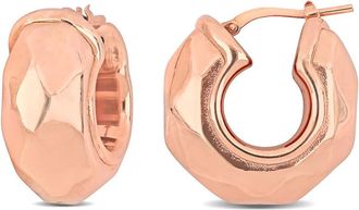 Amour 23mm Wide Diamond Cut Huggie Earrings In Rose Plated Sterling Silver