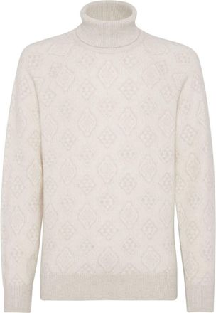 Brunello Cucinelli roll-neck long-sleeve jumper - men - Alpaca/Polyamide/Cotton/Wool - 52 - White