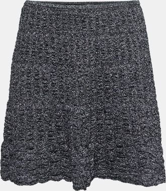 M Missoni Metallic Grey Lurex Knit Textured Flared Skirt