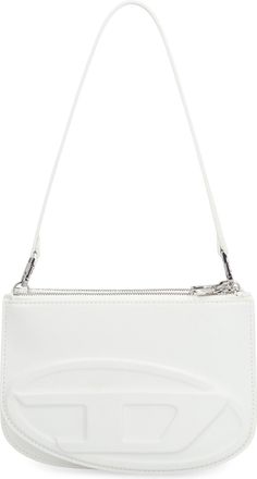Diesel Womens Leather Shoulder Bag 1dr Twin White Cow Hide Handbags Hand