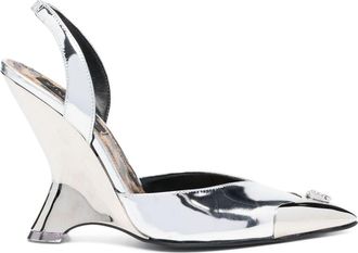 Philipp Plein Mirror 95mm pointed-toe pumps - women - Calf Leather/Patent Calf Leather/Calf Leather - 36 - Grey