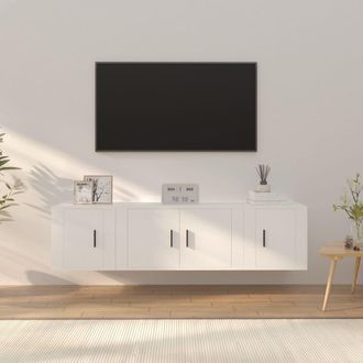 vidaXL Vidaxl - Set De Muebles De Tv 3 Piezas Madera Contrachapada Blanco