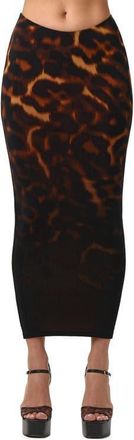 Naked Wardrobe Bare Body Body-Con Maxi Skirt in Tortoise at Nordstrom, Size X-Small