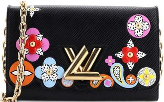 Louis Vuitton Twist Chain Wallet Limited Edition Epi leren crossbodytas met bloemenpatchwork - Zwart