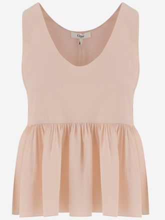 Chlo&eacute; Top Chlo&egrave; De Crep&eacute; De Seda Con Volantes