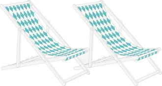 Beliani Set Di 2 Teli Di Ricambio Per Lettino Da Sole Con Motivo Geometrico A Diamante Turchese Anzio / Avellino