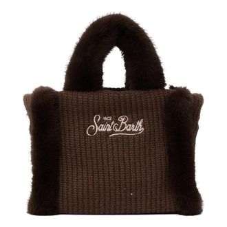MC2 Saint Barth Vanity Mini Shearling Rib - Dames - Tassen - Bruin - Maat: ONE Size Poliester