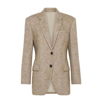 Brunello Cucinelli Monili-Embellished Blazer - female - Brunello Cucinelli - Blazers - Beige - M - Jackets