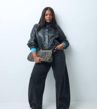 Only giacca bomber in pelle sintetica nera con collo alto-Nero