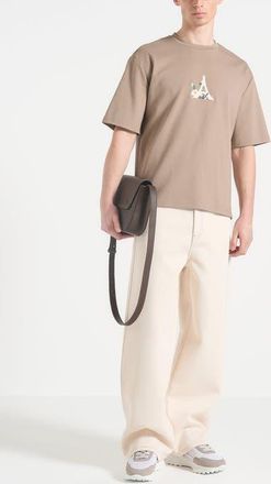 Mani&egrave;re De Voir Thierry Floral Eiffel Cotton T-Shirt in Taupe at Nordstrom, Size Xx-Large