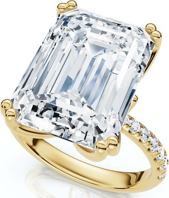 Pompeii3 Certified 10.25Ct Emerald Cut Diamond Engagement Ring 14k Gold or PT Lab Grown