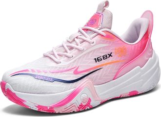 Generic Unisex Basketball Shoes with Breathable Lightweight Non Slip Mesh Fashionable Sports Boots for Teenagers Walking Shoes(Red White,4.5 UK)