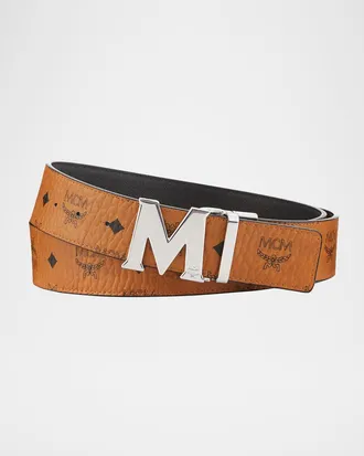 MCM Claus Reversible Visetos/Saffiano Belt