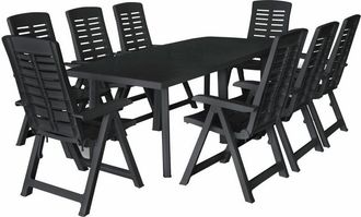 vidaXL Conjunto De Comedor De Jard&iacute;n 9 Piezas Pl&aacute;stico Gris Antracita Vidaxl