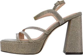 Menbur Glitters Platform Sandal - Dames - Sandalen met hakken - Geel - 40 EU - Leer - Schoenen
