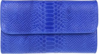 Girly HandBags Girly HandBags Snake Print Suede Clutch Bag Italian Leather (Royal Blue)(Size: W 26, H 15, D 3 cm (W 10.5, H 6, D 1.5 inches))