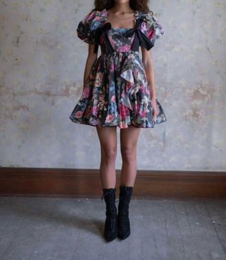 Selkie Puck Buttercream Mini Dress In Multicolor