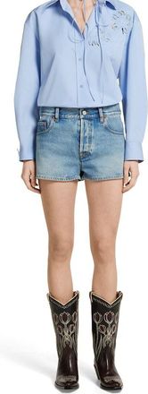 Gucci Womens Pf12 Stone Washed Blue Denim - Light Blue Cotton - Size 28 (Waist)