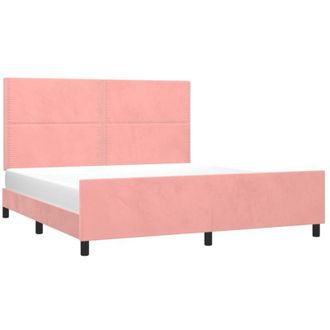 vidaXL Vidaxl - Estructura De Cama Con Cabecero De Terciopelo Rosa 180x200 Cm