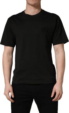 Dolce & Gabbana Black Cotton Short Sleeves Crew Neck Mens T-shirt (Pre-Owned)