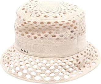 Dior Pre-owned Accessories, female, Beige, Size: ONE SIZE Pre-owned Mesh Cotton Polyester Bob Hat