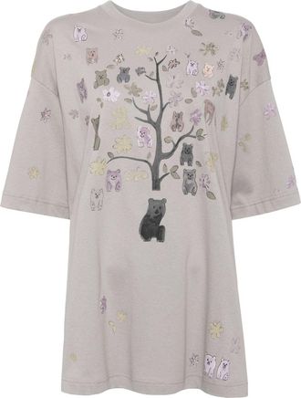 JNBY bear printed short sleeved t-shirt - women - Cotton - S - Grey