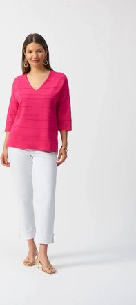 Joseph Ribkoff Jacquard Sweater Knit Pullover In Pink