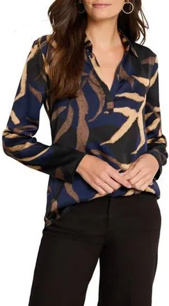 Nic+Zoe Midnight Fern Satin Top in Indigo Multi at Nordstrom Rack, Size Xx-Large