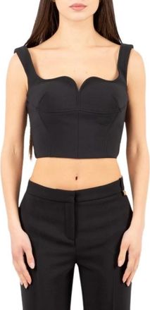 Elisabetta Franchi Double-layer Stretch Crepe Top - Dames - Tops zonder mouwen - Zwart - S - Polyester - Tops
