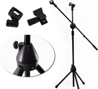 Trade Shop Trade Shop - Asta Supporto Per Microfono Professionale Con Pinza Innesto Treppiedi Regolabile