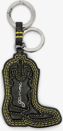 Ganni Blazing Yellow Western Boot Keyring in Black