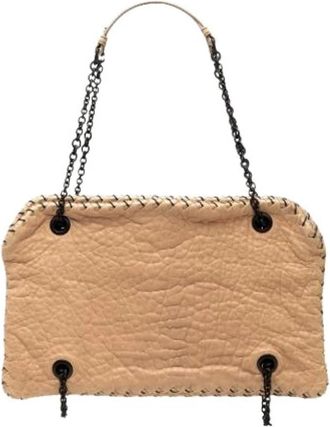 Bottega Veneta Pre-owned Vintage Schoudertas - Dames - Vintage Schoudertas - Beige - ONE Size - Leer - Vintage