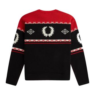 Fred Perry Round-neck Knitwear, male, Black, Size: M Ski Jumper