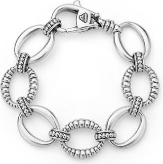 Lagos Signature Caviar Sterling Silver Oval Fluted Link Bracelet at Nordstrom