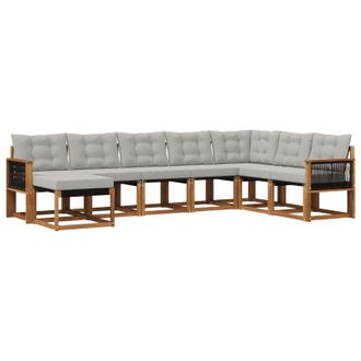 vidaXL Conjunto De Sof&aacute;s De Exterior 8 Pcs Natural Y Gris Claro Vidaxl