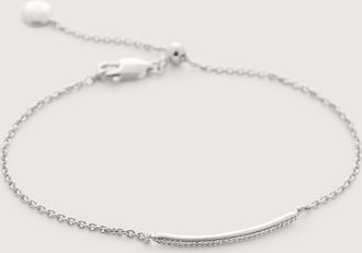 Monica Vinader Skinny Diamond Short Bar Bracelet, Sterling Silver