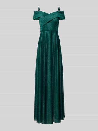 Christian Berg Cocktail Abendkleid mit gelegten Falten in Gruen Melange, Gr&ouml;&szlig;e 46