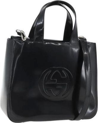 Gucci Pre-owned Handbags, female, Black, Size: ONE SIZE Pre-owned Coated Canvas Handbag