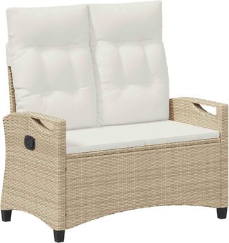 vidaXL Banco De Jard&iacute;n Con Almohada Beige Y Crema 105 X 60 X 112 Cm Vidaxl