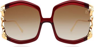 Anna-Karin Karlsson LA VIE EN ROSE Red Womens Sunglasses Gold Size 56