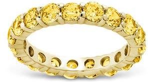 Sterling Forever Gracie Cubic Zirconia Eternity Ring in Gold/canary at Nordstrom, Size 10