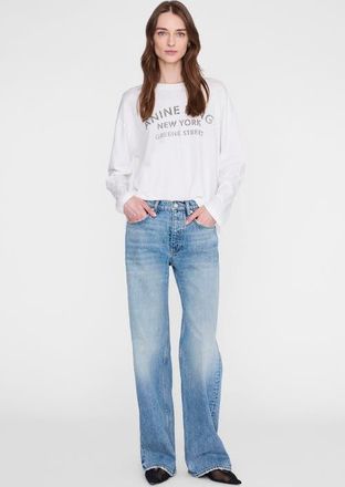 Anine Bing Ivan New York Stencil Long Sleeve in Ivory at Nordstrom, Size X-Small