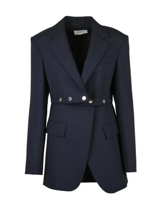 Sportmax Blue Virgin Wool Fitted Jacket