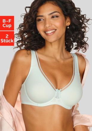 Petite Fleur Minimizer-BH PETITE FLEUR, Damen, Gr. 100, Cup E, gr&uuml;n (mint, wei&szlig;), Jersey, Obermaterial: 95% Baumwolle, 5% Elasthan, Basic, BHs Minimizer-BH, aus Ba