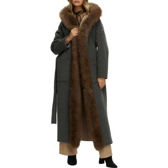 Gorski Reversible Cashmere Parka with Genuine Shearling Trim in Beige/gray/brown at Nordstrom, Size X-Small