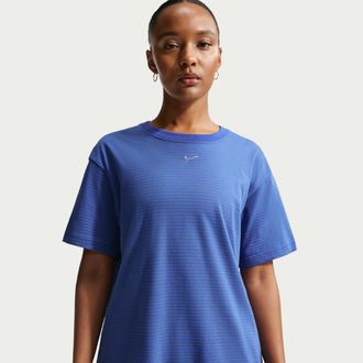 Nike Womens Nike Sportswear Oversized Striped T-Shirt in Blue | IH7469-430