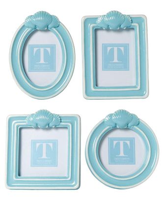 Two's Company Set Of 4 Shell Photo Frames